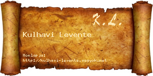 Kulhavi Levente névjegykártya